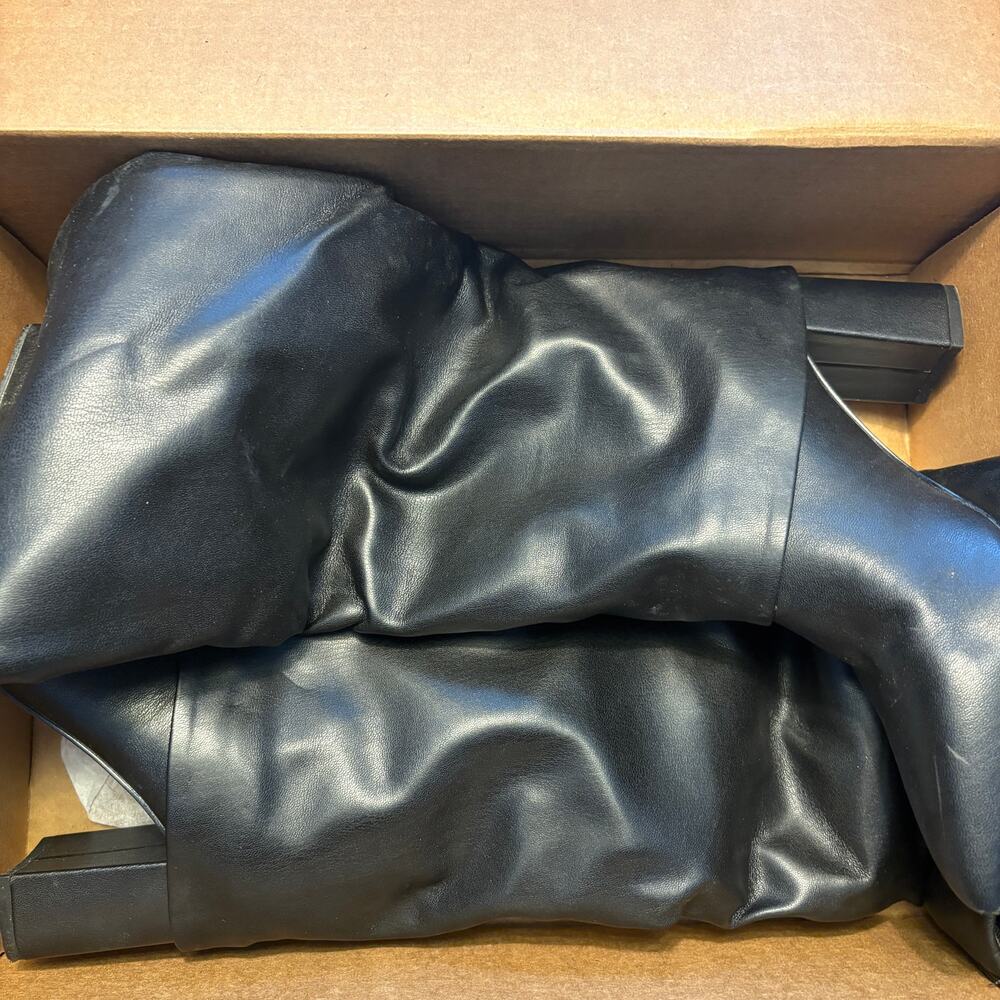 Marc Fisher Black Pointed-Toe Knee-High Block Heel Boots - Picture 11 of 13